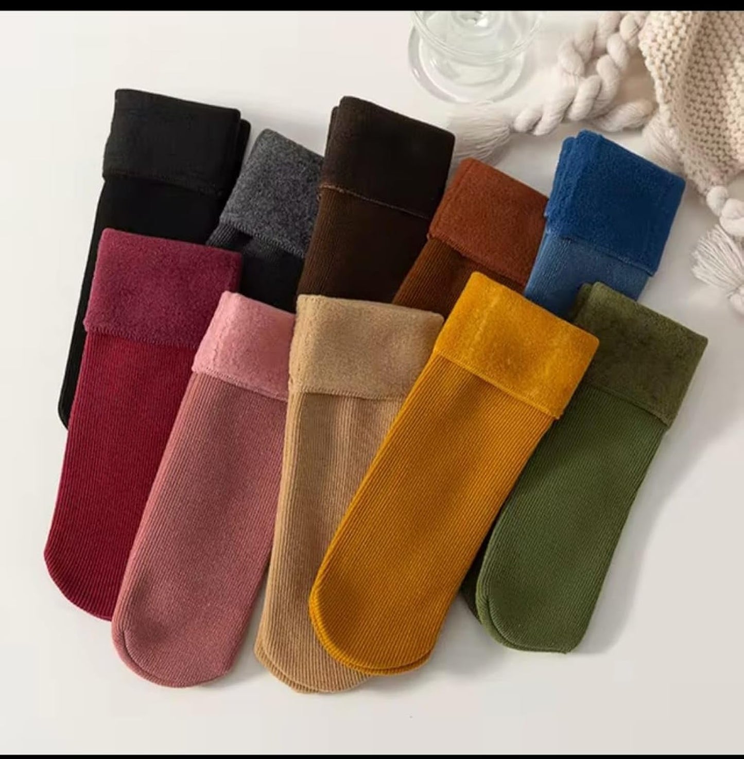 6 Pairs - Winter Woolen Thermal Fleece Socks – Ultra Warm, Soft & Thick Heat Socks for Men & Women