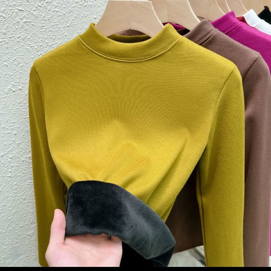 Women Thermal Shirt Half TurtleNeck Thermal Underwear Top – Lightweight Fleece Lined Long Sleeve Base Layer