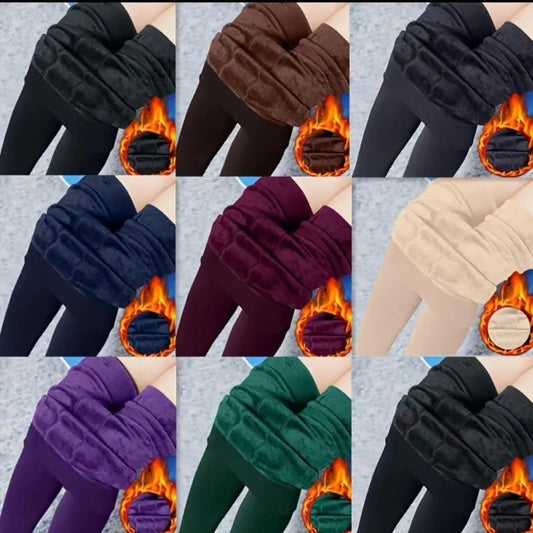 Velvet Thermal Tights for Women – Fleece Lined, High Waist, Stretchable Winter Leggings (Warm & Thick)