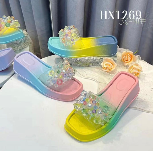 Multicolour Crystal Comfy Slides