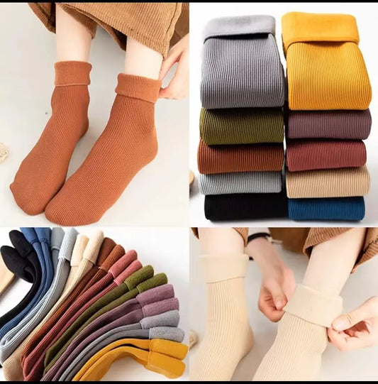 6 Pairs - Winter Woolen Thermal Fleece Socks – Ultra Warm, Soft & Thick Heat Socks for Men & Women
