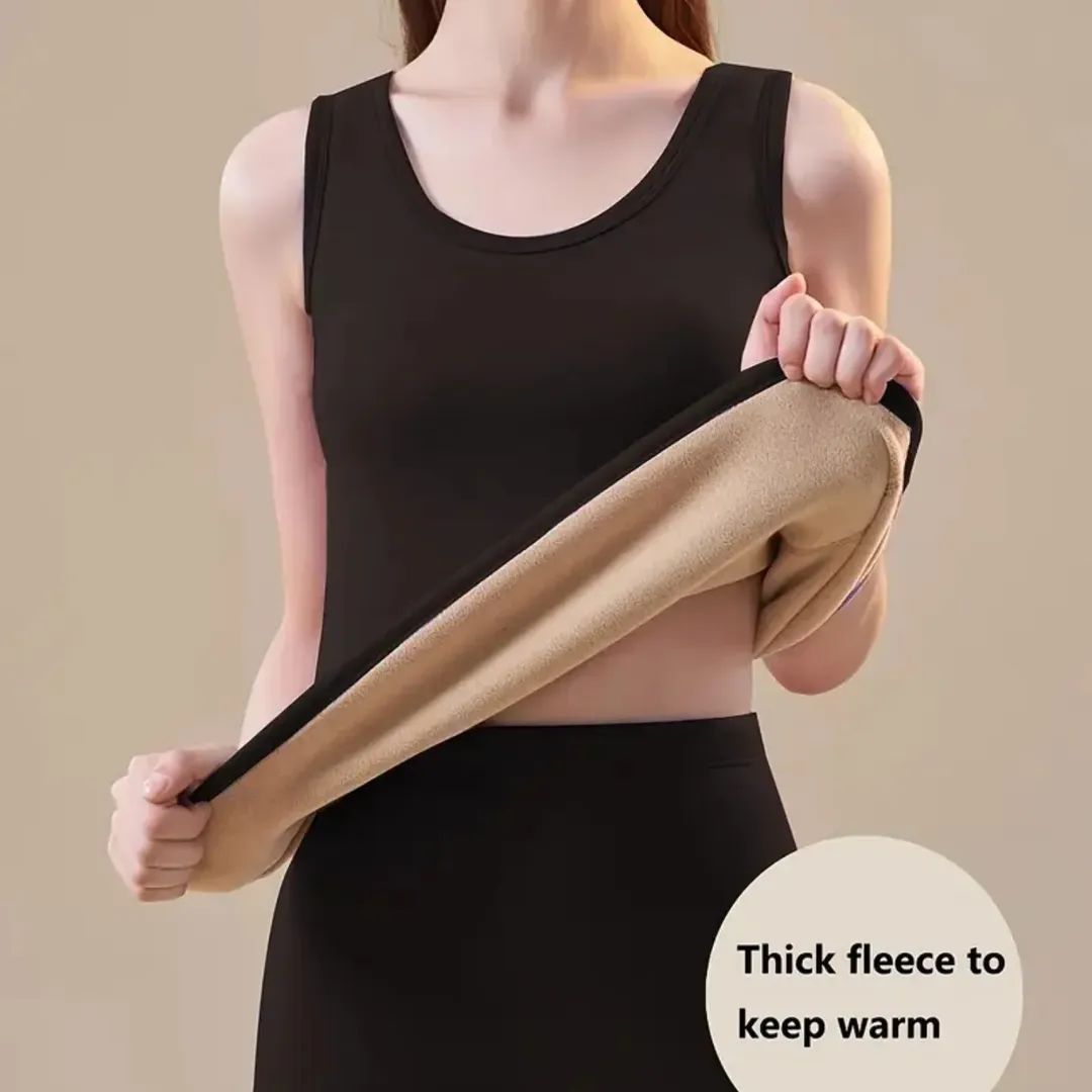 Stretchable Thermal Lamb Wool Fleece-Lined Camisole Vest for Winter (Women’s Winter Warm Innerwear)