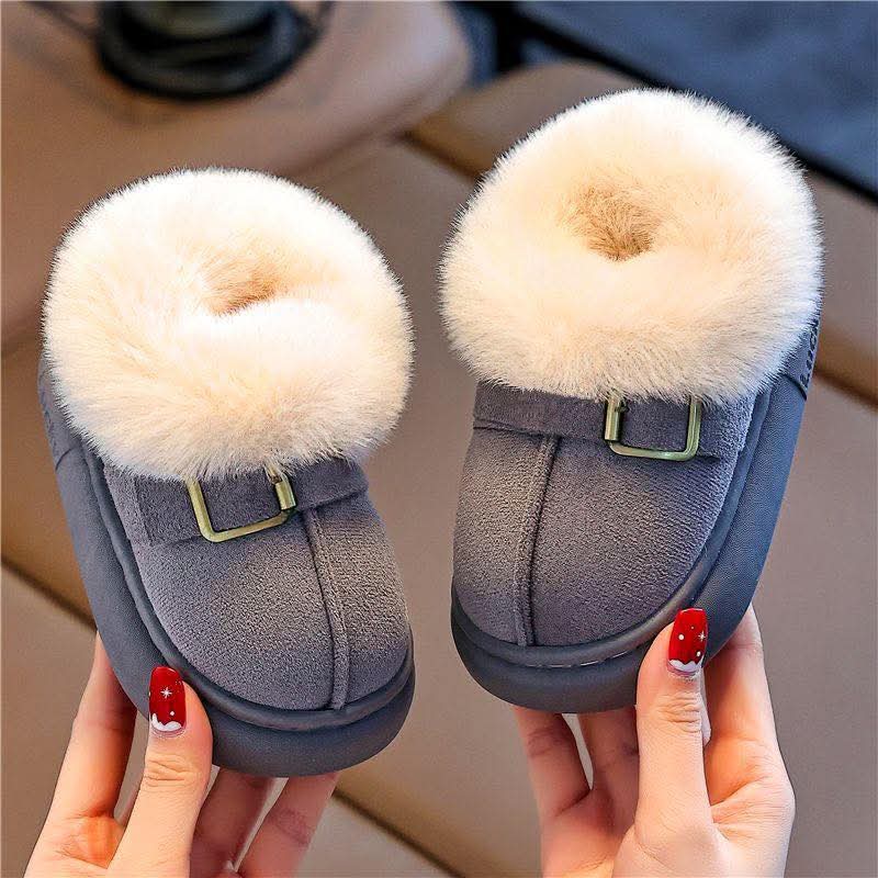 Kids Winter Fur Lined Warm Shoes – Soft Plush, Anti-Slip Cozy Footwear for Boys & Girls