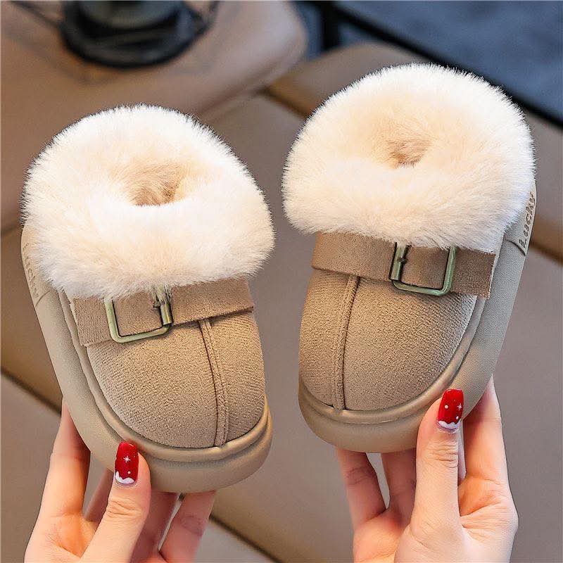 Kids Winter Fur Lined Warm Shoes – Soft Plush, Anti-Slip Cozy Footwear for Boys & Girls