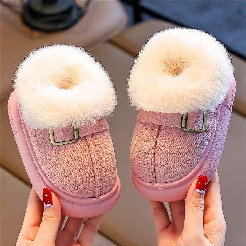 Kids Winter Fur Lined Warm Shoes – Soft Plush, Anti-Slip Cozy Footwear for Boys & Girls