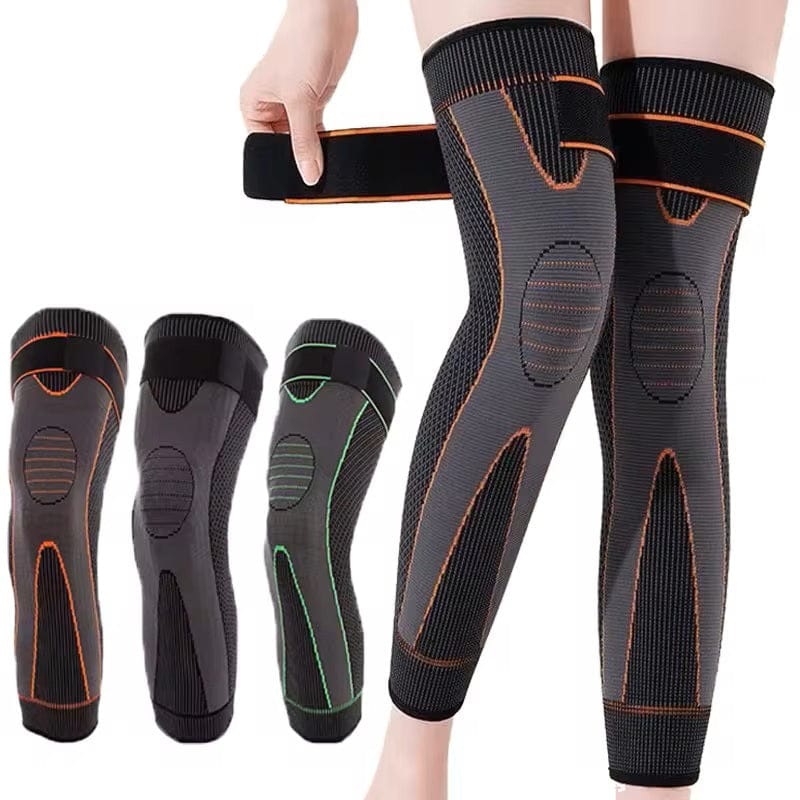 Compression Knee Pad With Adjustable Strap – Full Leg Sleeve | Arthritis Pain Relief | Running & Gym Sports Knee Support | Elastic Long Kneepad Brace | Warm Knee Massager Sleeve