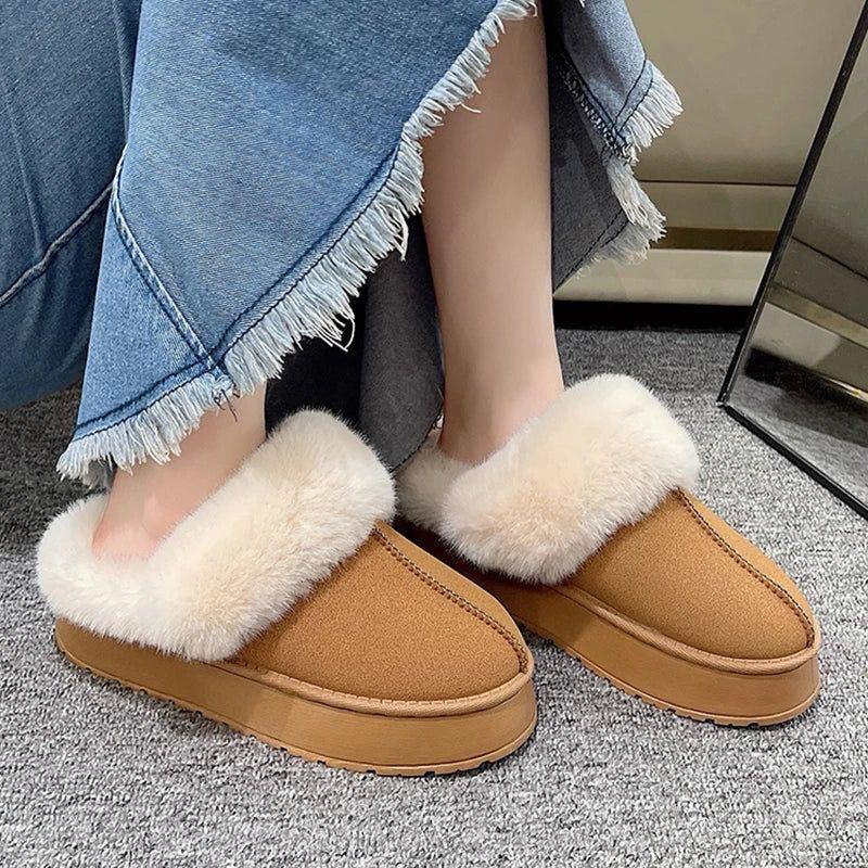 Women's Cozy Winter Slippers - Plush Fur Lined Indoor Slip-On Shoes - Soft & Warm