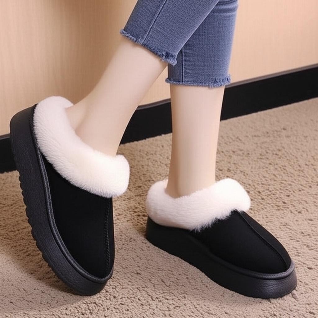 Women's Cozy Winter Slippers - Plush Fur Lined Indoor Slip-On Shoes - Soft & Warm