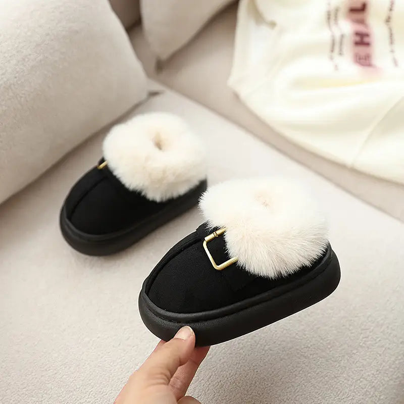 Kids Winter Fur Lined Warm Shoes – Soft Plush, Anti-Slip Cozy Footwear for Boys & Girls