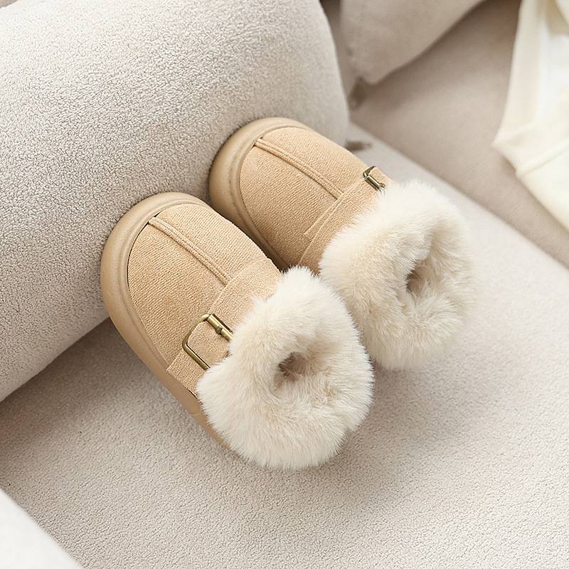 Kids Winter Fur Lined Warm Shoes – Soft Plush, Anti-Slip Cozy Footwear for Boys & Girls